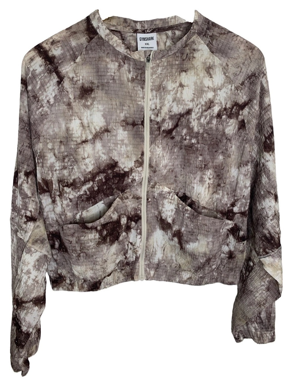 Gymshark Elevate Woven Jacket Womens XXL Cement Brown Spray Dye New without Tag - Picture 2 of 14